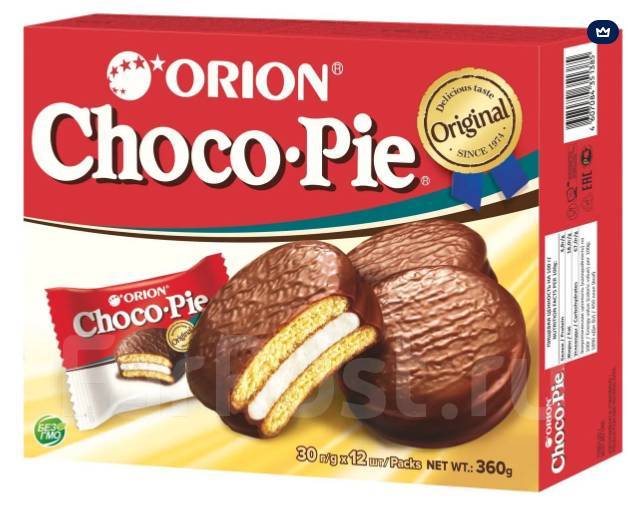 Пирожное Choco Pie Original 12 шт 360 гр, в наличии. Цена: 150₽ во ...