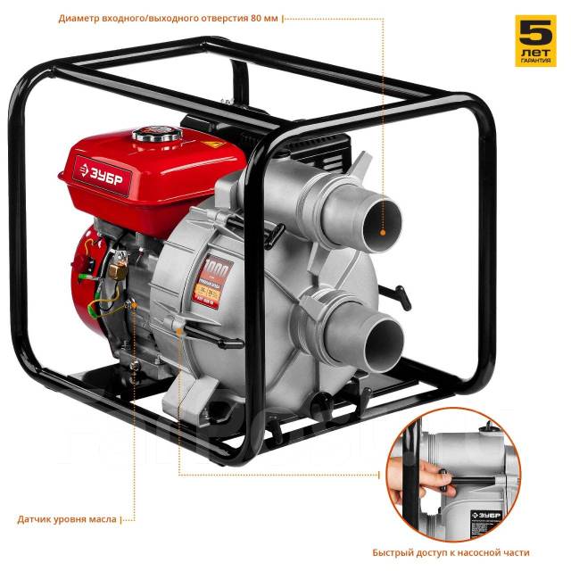 Мотопомпа ЗУБР 1000 Л/МИН (60 М3/Ч), ДЛЯ Грязной ВОДЫ - Инструменты и .