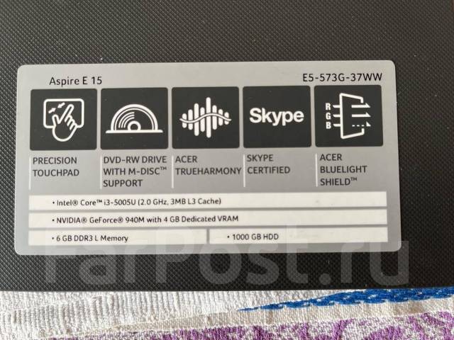 Acer Aspire E5-573G-37WW. 15.6", 2����, ��� 6 ��, ���� 1 000���, WiFi: 1, Bluetooth: 1, ����������� �� 7��. ����