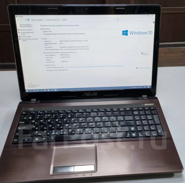 Asus K53S. 15.6", 2,3����, ��� 6 ��, ���� 250���, WiFi: 1, Bluetooth: 1, ����������� �� 2��. ����