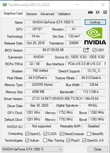 GeForce GTX 1050 Ti ����