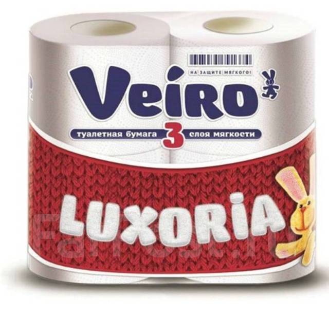 Бумага туалетная Veiro Luxoria 4рулона 3х-слойная.17,5м. 140 листов ...