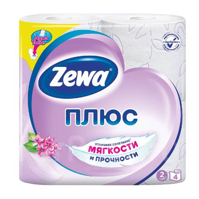 Бумага туалетная ЗЕВА + 4 рулона 2-х. слойные. Сирень - Хозтовары во ...