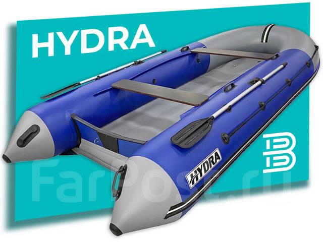 Надувная лодка ПВХ, Hydra NOVA 380 НДНД, синий-св. серый, PRO, (PC ...