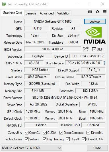 GeForce GTX 1660 ����
