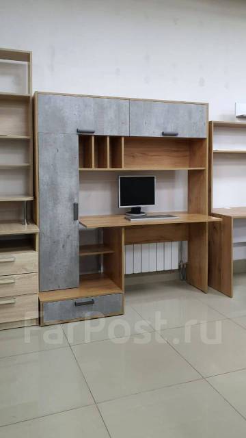 Стол письменный Техно (Крафт/Бетон) - Мебель во Владивостоке