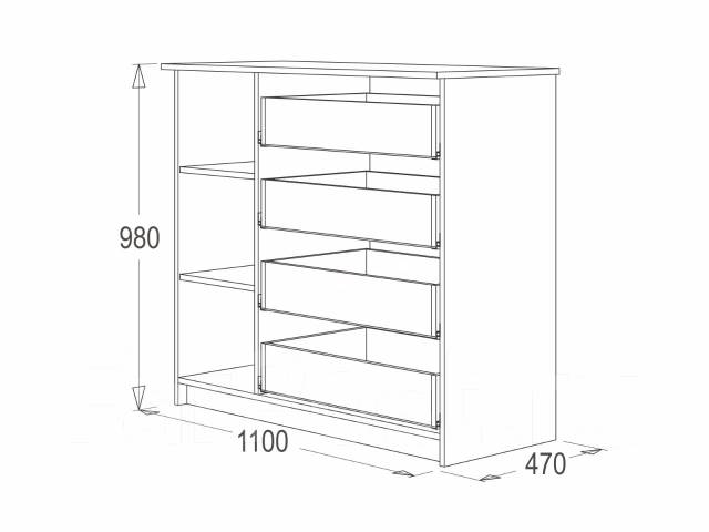 Комод 110 см ширина белый
