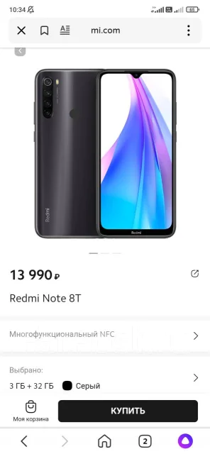 Xiaomi Redmi Note 8T. �/�, �����, NFC ����