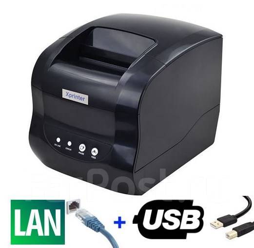 Термопринтер. Принтер этикеток Xprinter XP-365B USB+LAN сетевой 20-80мм ...
