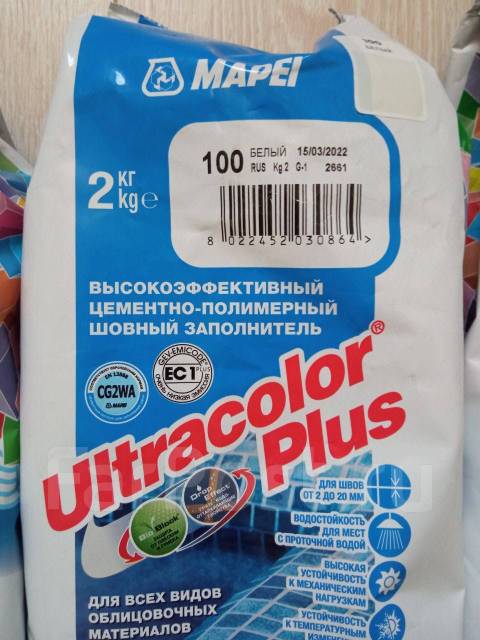 Цементно-полимерная затирка, в наличии. Цена: 800₽ во Владивостоке