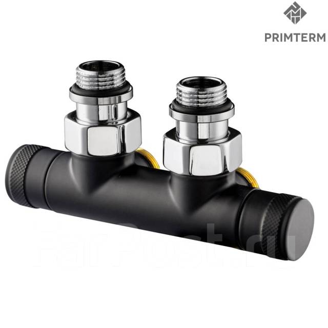 Узел нижнего подключения угловой 50 мм, запорный 3/4 Черный, в наличии ...