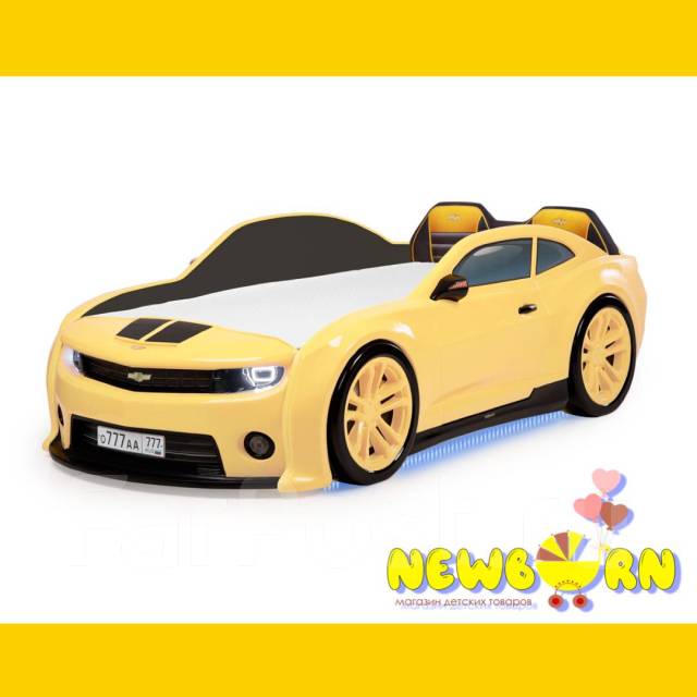 Кровать машина Chevrolet Camaro “Люкс” с ящиком, с матрасом, детская ...