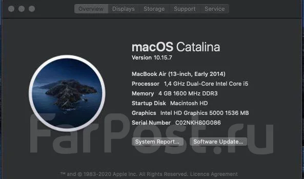 Apple MacBook Air 13 2014 Early. WiFi: 1, Bluetooth: 1 ����