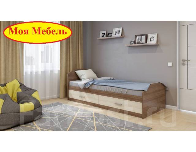Кровать односпальная ЛДСП с ящиками 800*2000, новый, в наличии. Цена: 6 ...