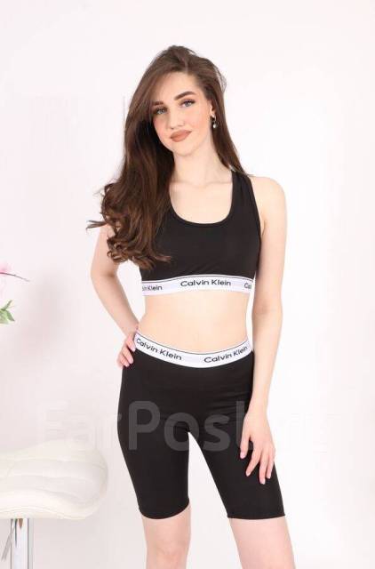 Calvin klein crop top and shorts set hotsell