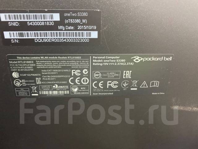 Моноблок packard bell onetwo s3380 разборка