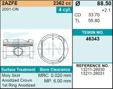 ������ ��������� 2AZFE 46343 13211-28030 STD ������������� (�-� 4��) Teikin 1321128030 ����