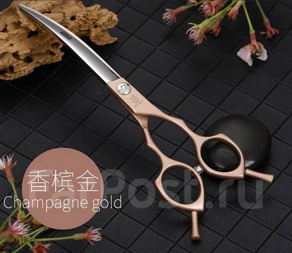 Ножницы изогнутые Fenice 7 дюймов 440C, Champagne Gold - Аксессуары во ...