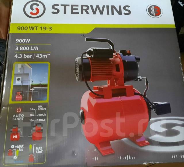 Насосная станция Sterwins 900 вт, в наличии. Цена: 6 000₽ во Владивостоке