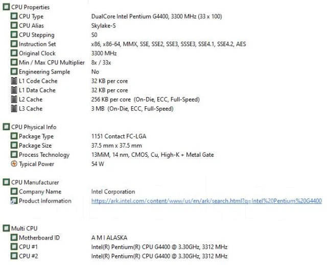 Intel Pentium G4400 ����