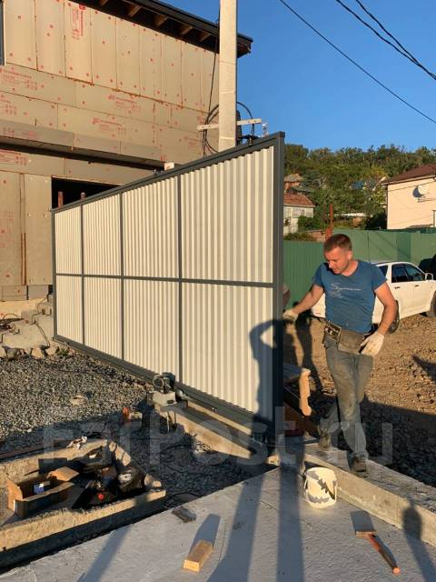 Откатные ворота заборы установка заборов в Надеждинском районе