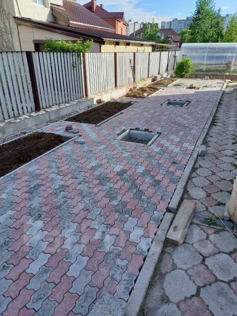 Благоустройство, монтаж брусчатки, плитки тротуарной, дренаж в Хабаровске