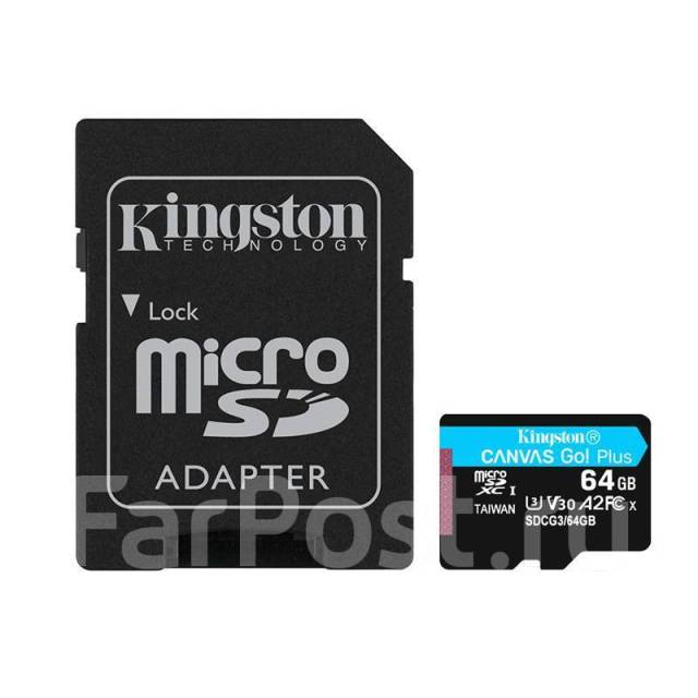 Карта памяти kingston canvas go plus microsdxc 128gb с адаптером