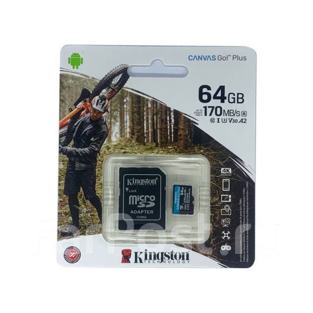 Карта памяти kingston canvas go plus microsdxc 64gb