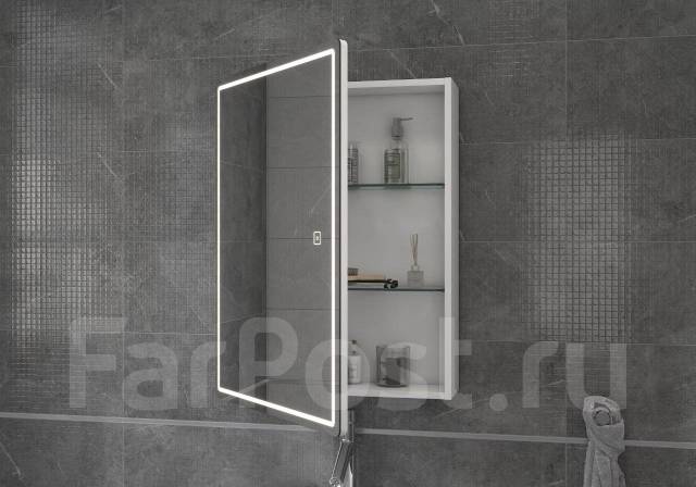 Зеркало-шкаф Geometry с LED подсветкой, 60 см. белый В наличии-10% ...