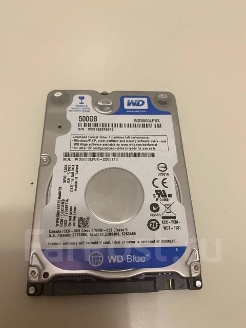 Жесткий диск 2.5 Western Digital WD Blue 500 ГБ WD5000LPVX, 500 Гб ...