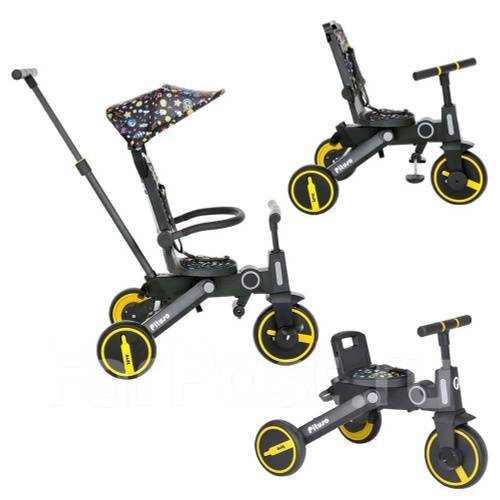 Детский трёхколёсный компактный велосипед luxmom 368 желтый космос ...