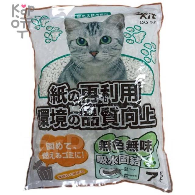 Бумажный комкующийся наполнитель для кошачьего туалета QQ Kit, Оригинал ...