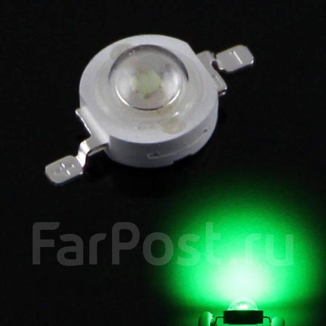 Светодиод LED Green 520 нм (Зеленый), + 1W 3,2V DIY - Прочая ...