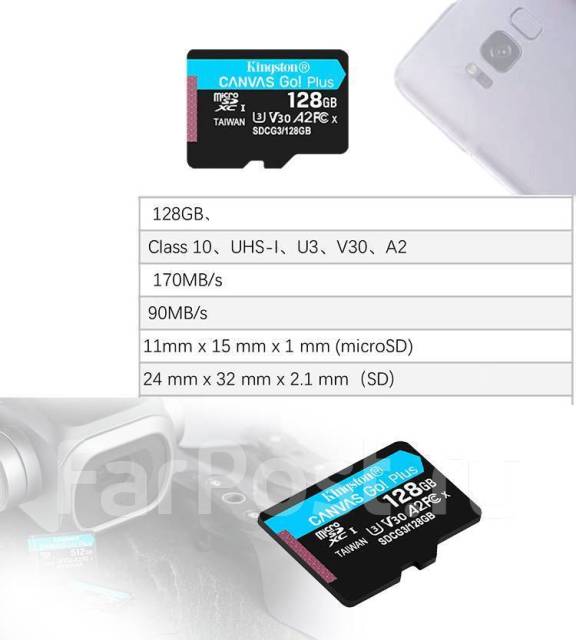 Карта памяти microsdxc uhs i u3 kingston canvas go plus