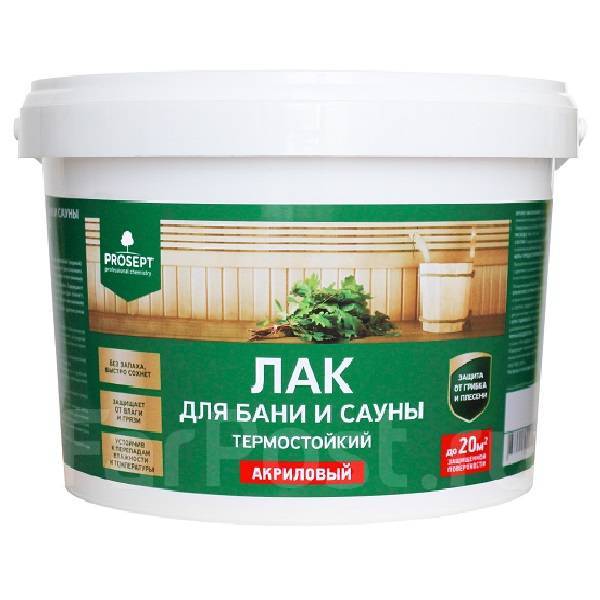 Лак для бани и сауны термостойкий акриловый Prosept, 2 л, (на 20 м2), в ...