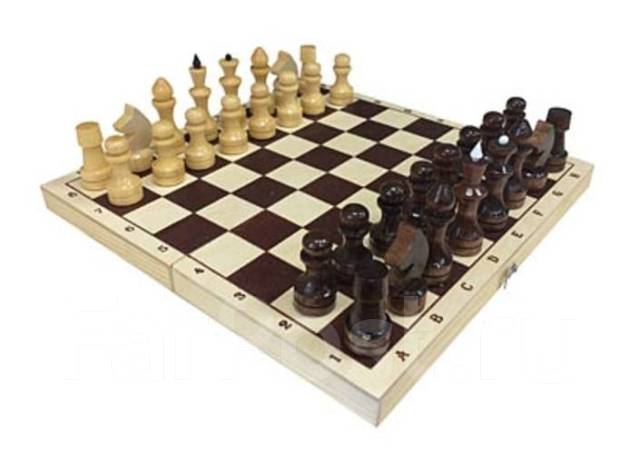 Шахматы обиходные лакированные с доской , 29*14,5 см