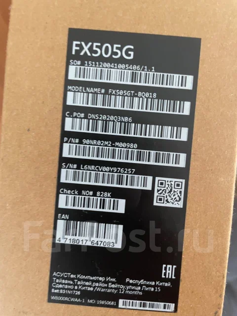 Asus TUF Gaming FX505. 15.6", 2,5����, ��� 8 ��, ���� 512���, WiFi: 1, Bluetooth: 1, ����������� �� 4��. ����