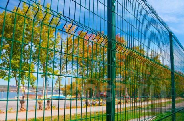 3D заборная сетка сварная оцинк ГОСТ(2000х3000),4ребра жёсткос (зелён ...