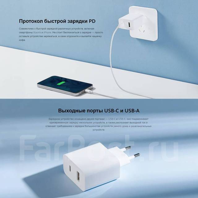 Зарядное устройство сетевое Xiaomi Mi 33W Wall Charger (Type-A+Type-C ...