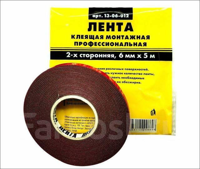 Лента монтажная двусторонняя, профессиональная, 6 мм x 5 м арт. 15875 ...