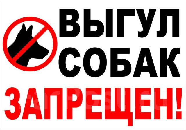 Табличка Выгул собак запрещен, новый, в наличии. Цена: 300₽ во Владивостоке