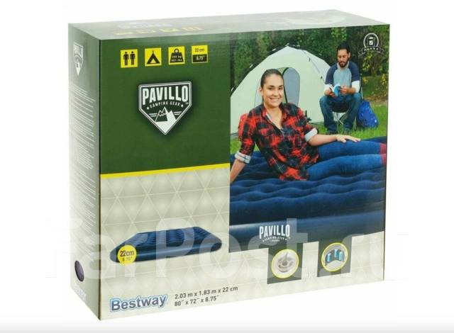 Матрас надувной bestway flocked air bed 203 x 152 x 22 см