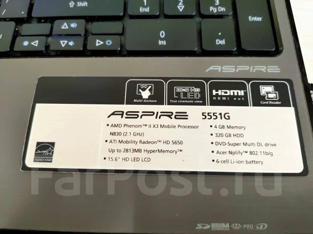 Acer Aspire 5. 15.6", 2,1����, ��� 4 ��, ���� 320���, WiFi: 1, ����������� �� 3��. ����