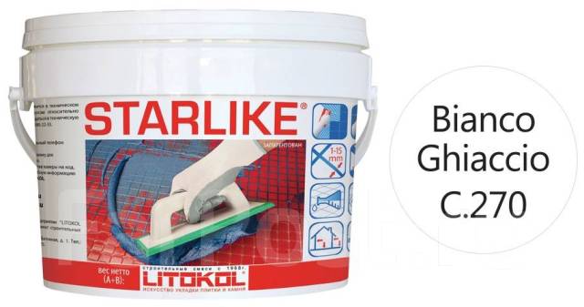 Эпоксидная затирка Litokol Litochrom Starlike Bianco Ghiaccio C.270, в ...