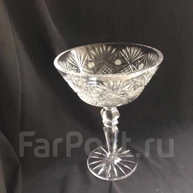 Ваза конфетница -фруктовница на ножке хрусталь винтаж СССР ...