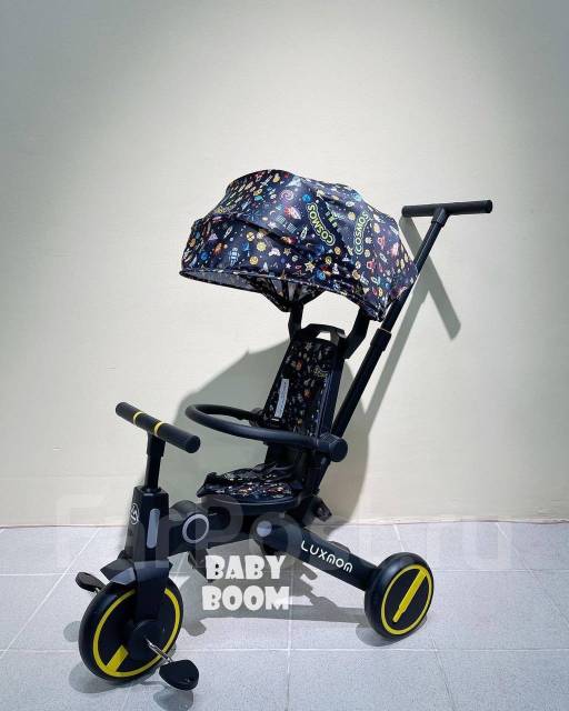 Детский трёхколёсный компактный велосипед luxmom 368 желтый космос ...