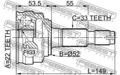 ���� �������� 22x52x33 ����� ����/��� Chevroletoptra, Lacetti + Optra J200 GEN, Optra NON Canada AND US Febest 1110011 1110011 ����