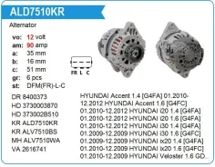 ��������� Hyundai Accent 1.4 G4FA KIA Rio 1.4 CVVT MH Motorherz ALD7510KR ����