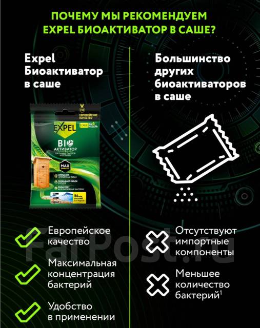 Биоактиватор для дачных туалетов и септиков Expel 75гр, новый, в ...