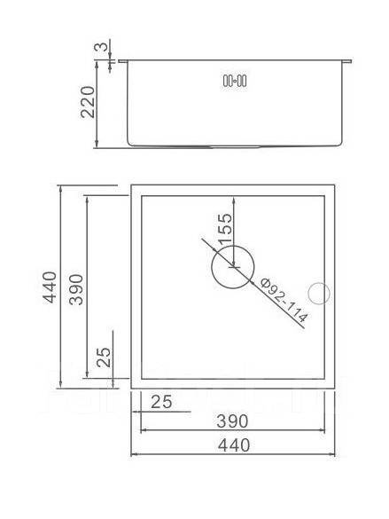 Мойка нижнего монтажа для кухни Plaza 440, Нержавеющая сталь, в наличии ...